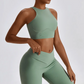 The Camila Set - Elevate your fitness fashion with premium nylon construction, removable pads, high waisted leggings, and a fashionable cross over V-waist for style and comfort.