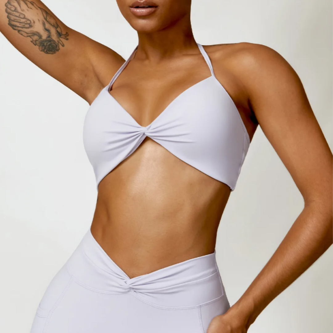 THE HEIDI HALTER NECK SPORTS BRA