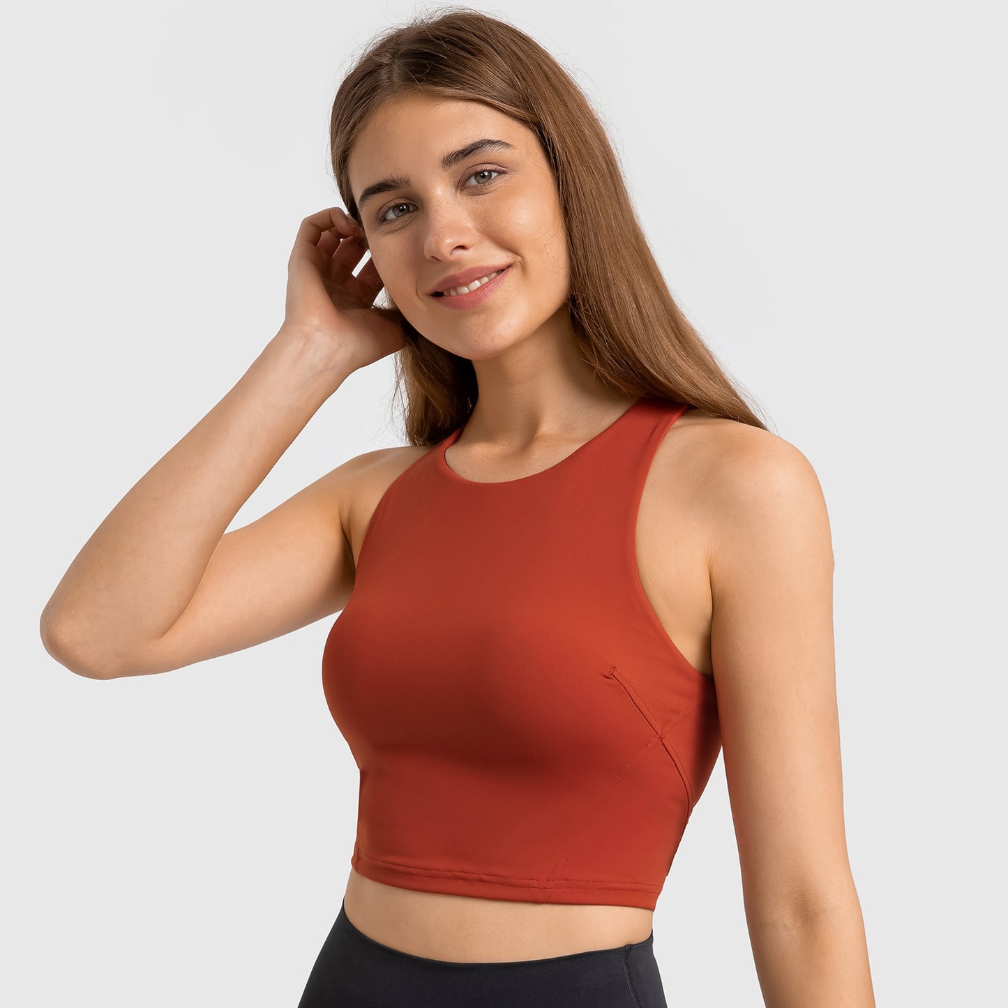 Venice Crop - Women's gym singlet made from a breathable and sweat-wicking nylon/spandex blend, featuring a built-in sports bra for maximum support and comfort. Stylish, cropped, and fitted design for both streetwear and gym wear, ensuring you look and feel your best during intense workouts.