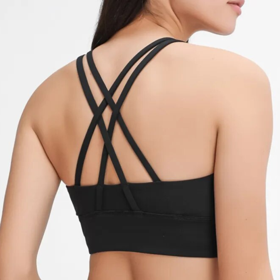 Rayna Sports Bra: Innovation, Style, and Performance Combined. Double Brushed Fabric with Mesh Panel for Maximum Breathability. Crafted from Breathable Nylon/Spandex Blend for Unbeatable Comfort and Flexibility. Stay Stylish, Stay Supported.