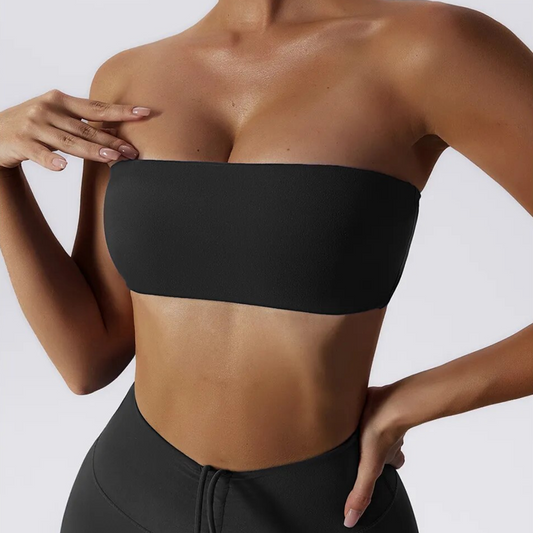 Leda Bandeau Sports Bra: Elevate Your Active Lifestyle with Style and Performance - Breathable Nylon/Spandex Blend, Quick-Dry Technology, Durable Design, and Versatile Bandeau Style. Stay Cool, Comfortable, and Fashion-Forward in Your Fitness Journey!