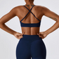 Marianna Cross Back Sports Bra: Elevate Your Workout Experience with Fashion-Forward Design and High-Performance Functionality - Stylish Cross Back, Adjustable Straps, and Durable Nylon/Spandex Blend Built to Last. Experience Unparalleled Comfort and Support with Optimal Breathability. Redefine Your Athletic Wardrobe with Marianna.