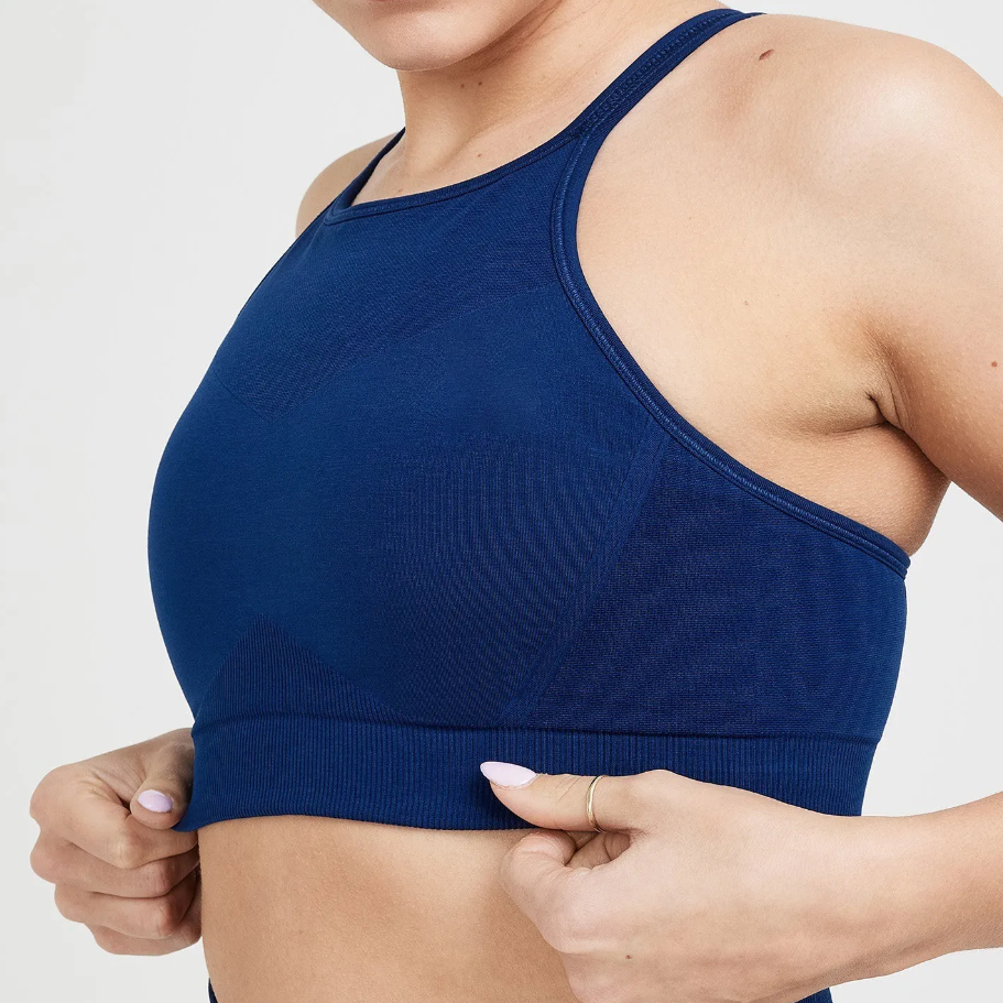 High Neck Sports Bra: Experience maximum support in athletic fashion. High-performance nylon/spandex blend for comfort, flexibility, and durability. Breathable design and quick-dry technology for a cool and confident workout. Seamless comfort with a friction-minimizing design for high-intensity workouts.