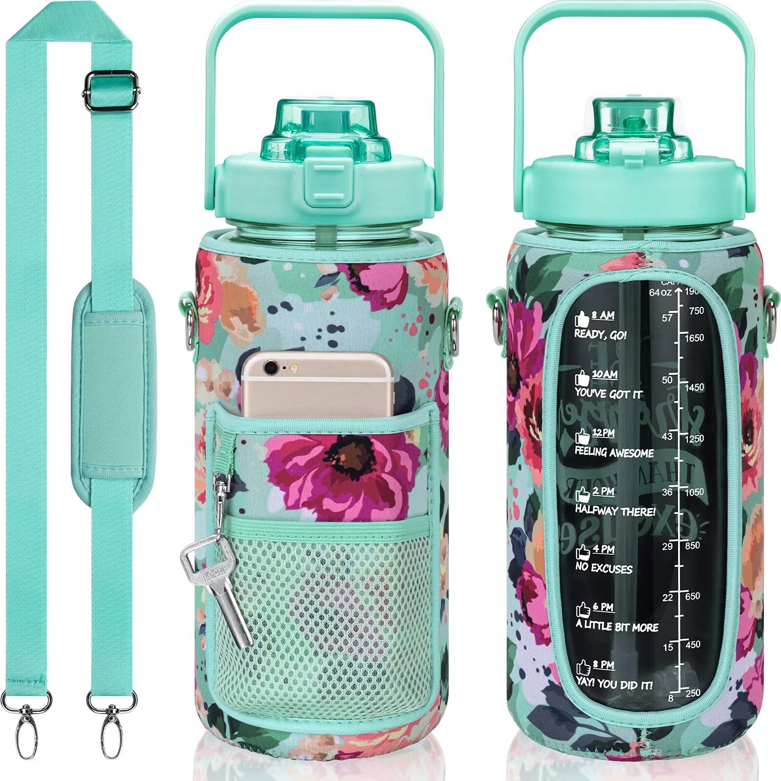 HydroShield 2L Insulated Water Bottle: Leakproof Design, Pop-Up Straw, Eco-Friendly, and Stylish Storage Sleeve – Elevate Your Hydration Game!