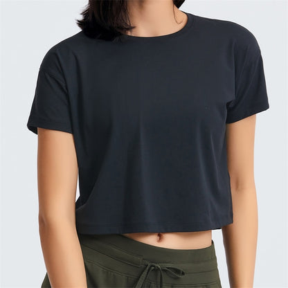 Juniper Cropped Tee: The Ultimate Women's Workout Shirt for Style, Durability, and Comfort - Crafted from Nylon and Spandex with Moisture-Wicking Technology, Breathability, and Unrestricted Movement. Upgrade Your Fitness Wardrobe and Train in Style!